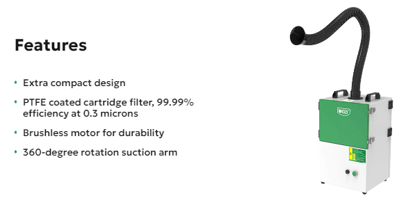 Máy Hút Khói Có Bộ Lọc Dạng Hộp Nhỏ Gọn VILLO – Compact Cartridge Filter Fume Extractor